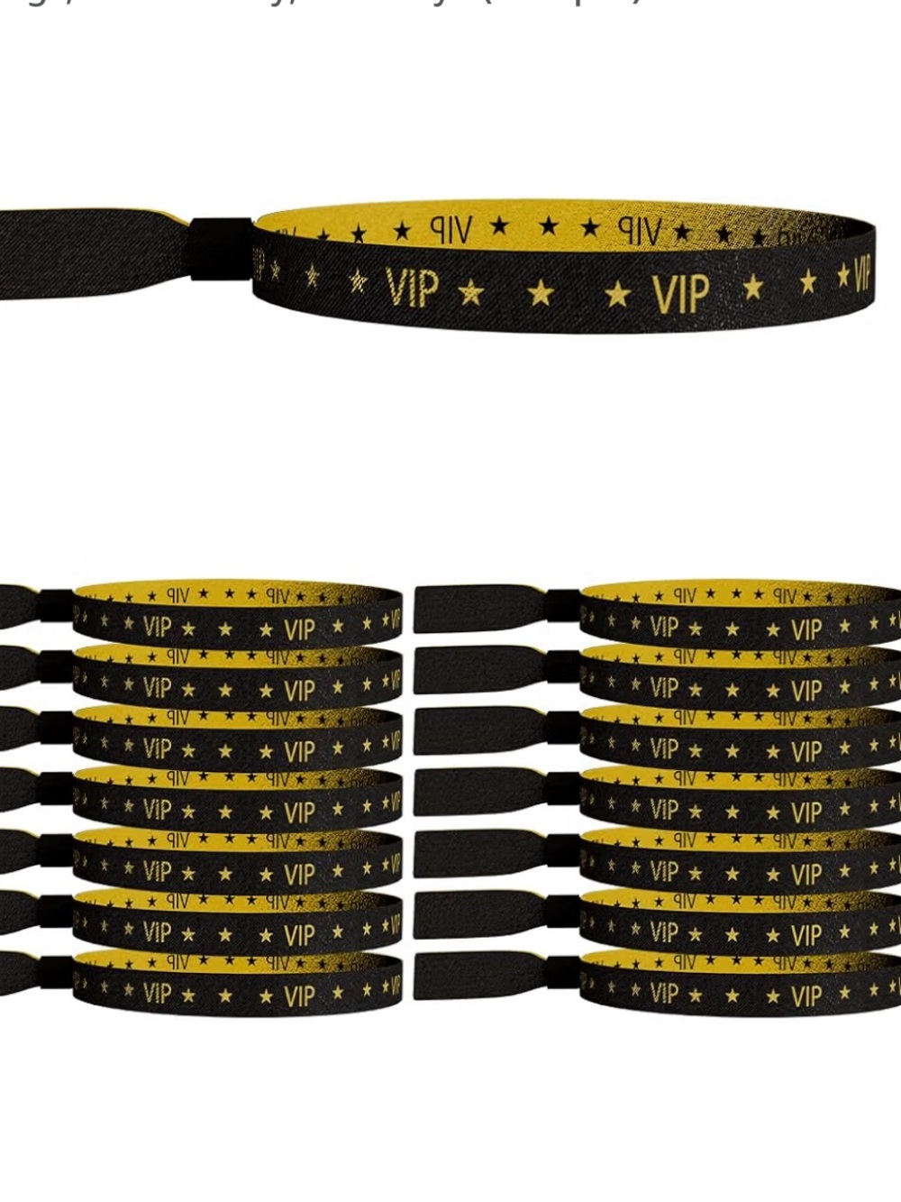 VIP Black & Gold Fabric Wristbands bundle of 20